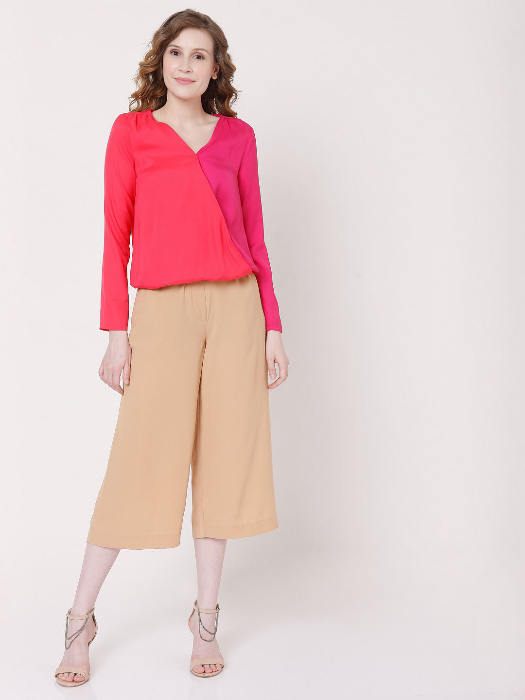 Pink Colourblocked Two-Toned Top