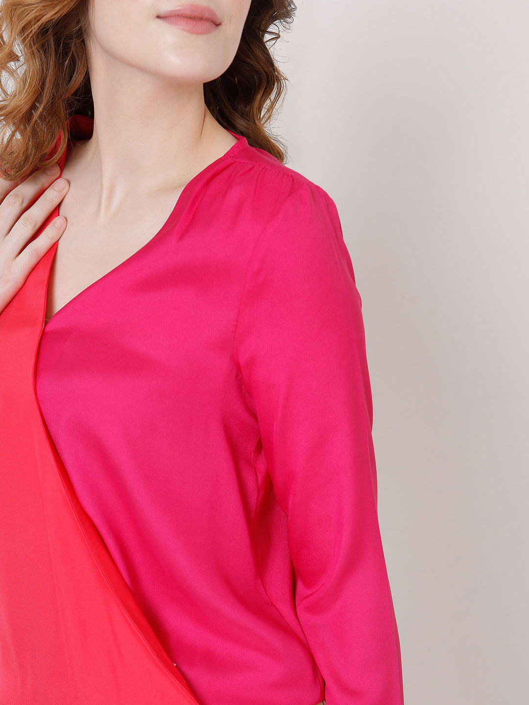 Pink Colourblocked Two-Toned Top