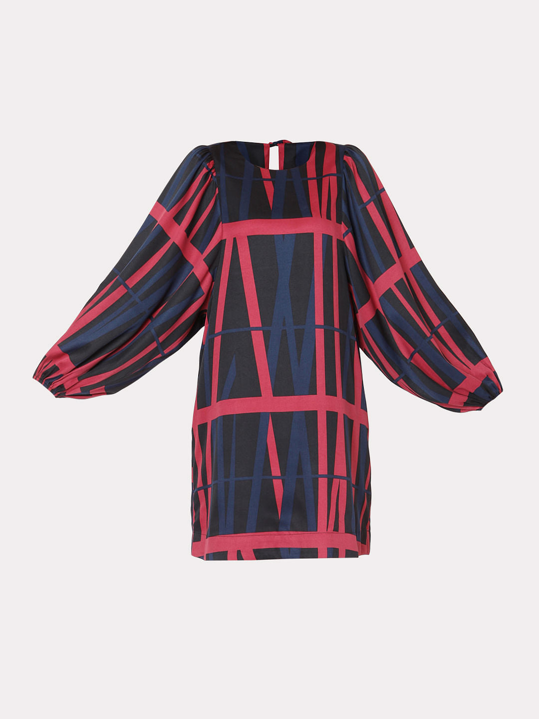 Black Geometric Print Shift Dress