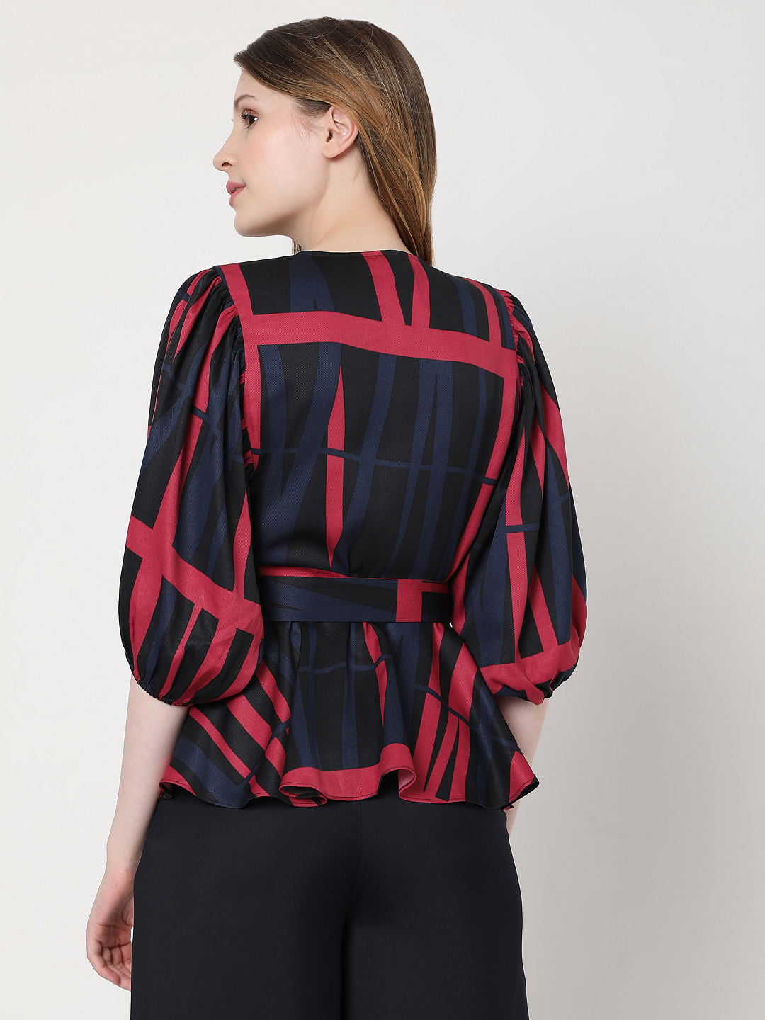 Black Geometric Print Top