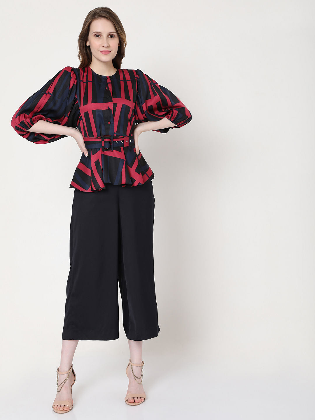 Black Geometric Print Top