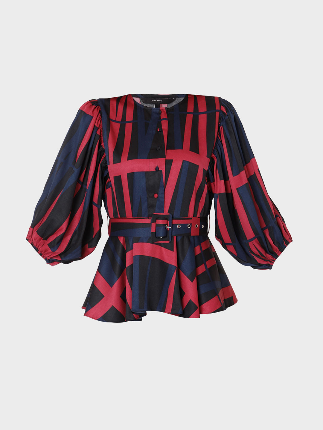 Black Geometric Print Top