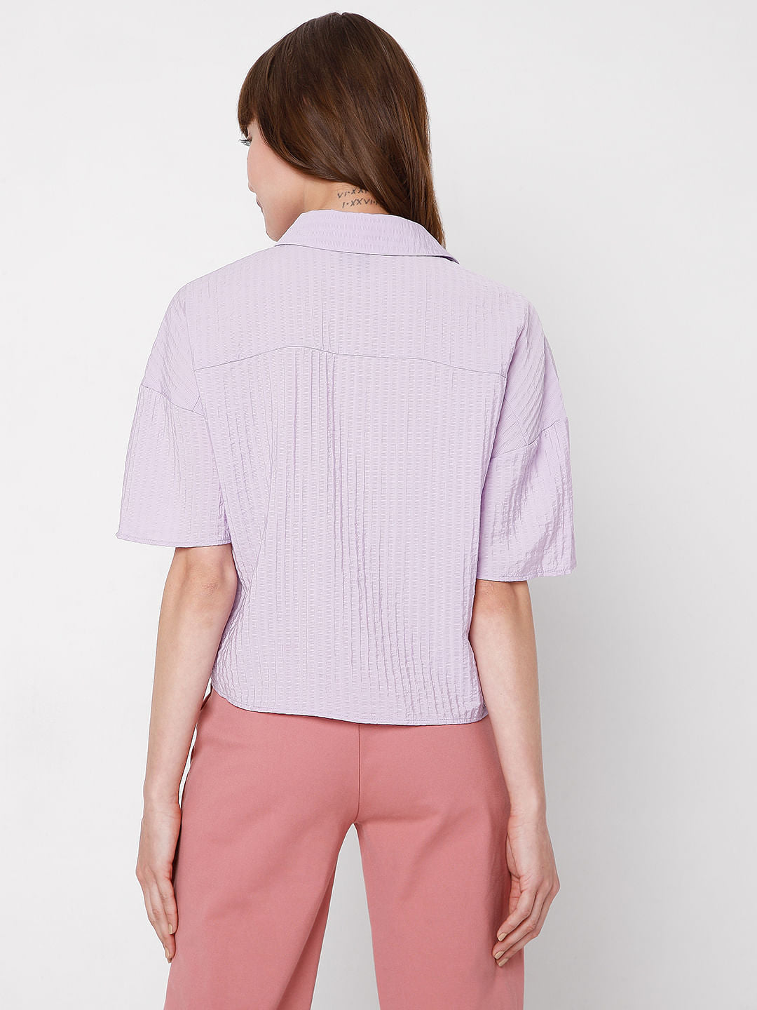 Purple Textured Boxy Shirt