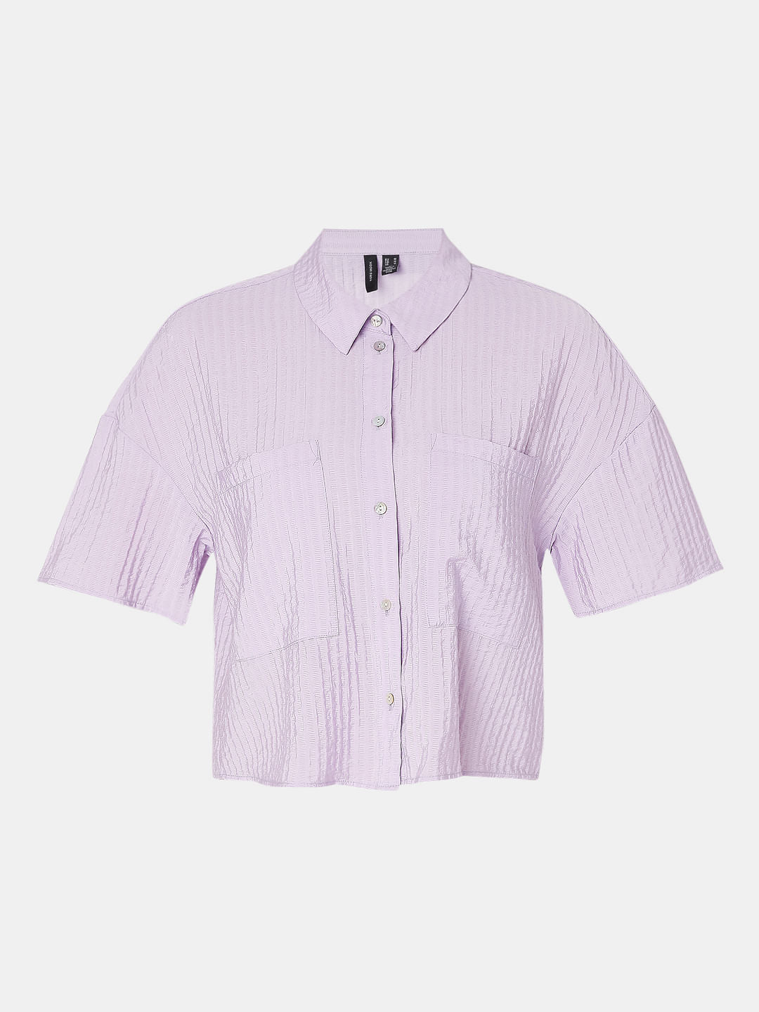 Purple Textured Boxy Shirt