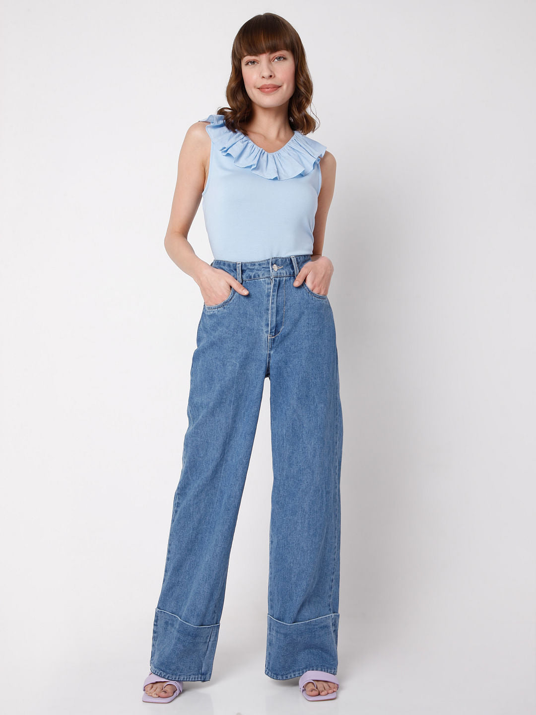 Blue High Rise Zoey Wide-Leg Jeans