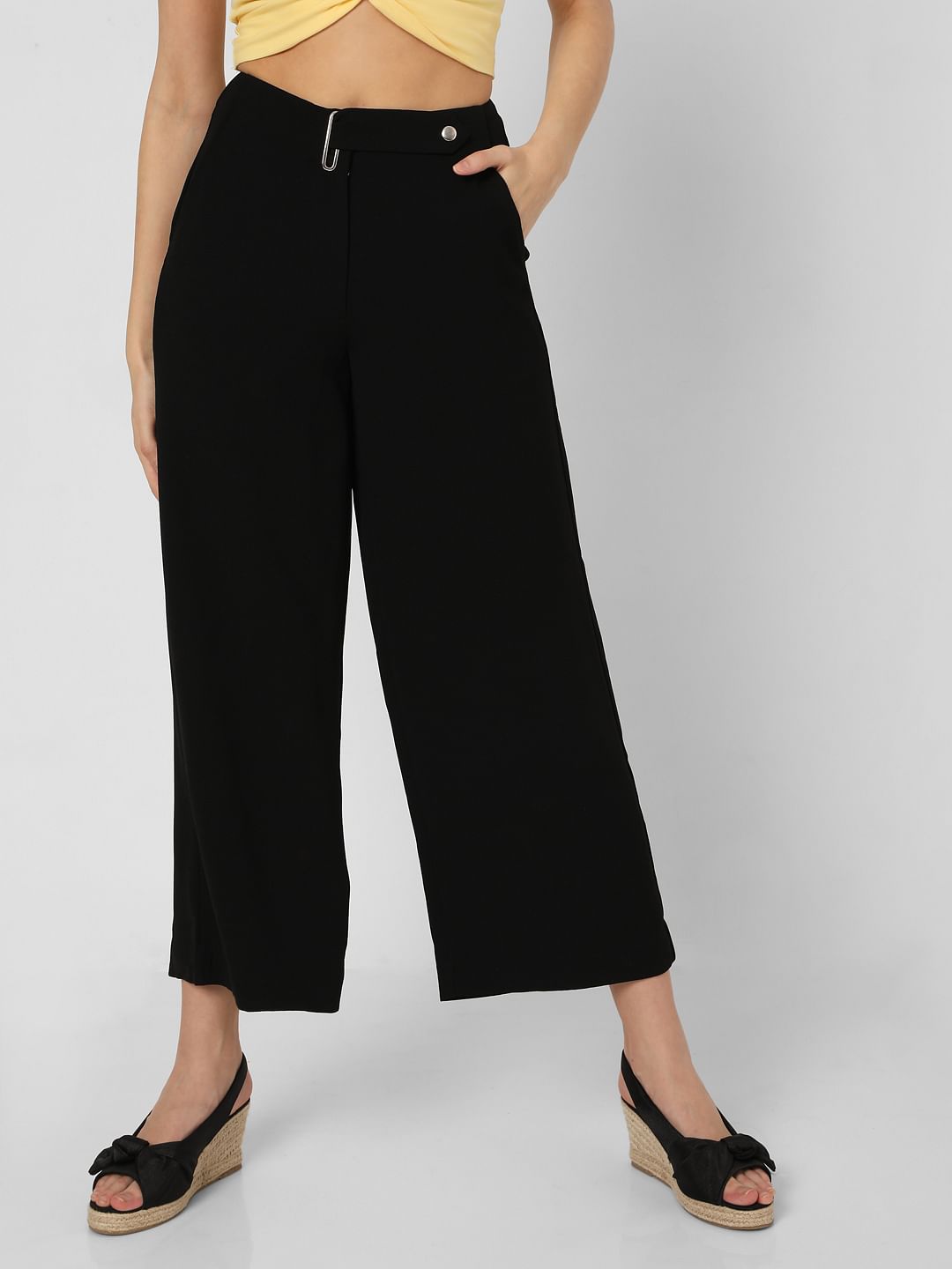 Black Mid Rise Flared Pants