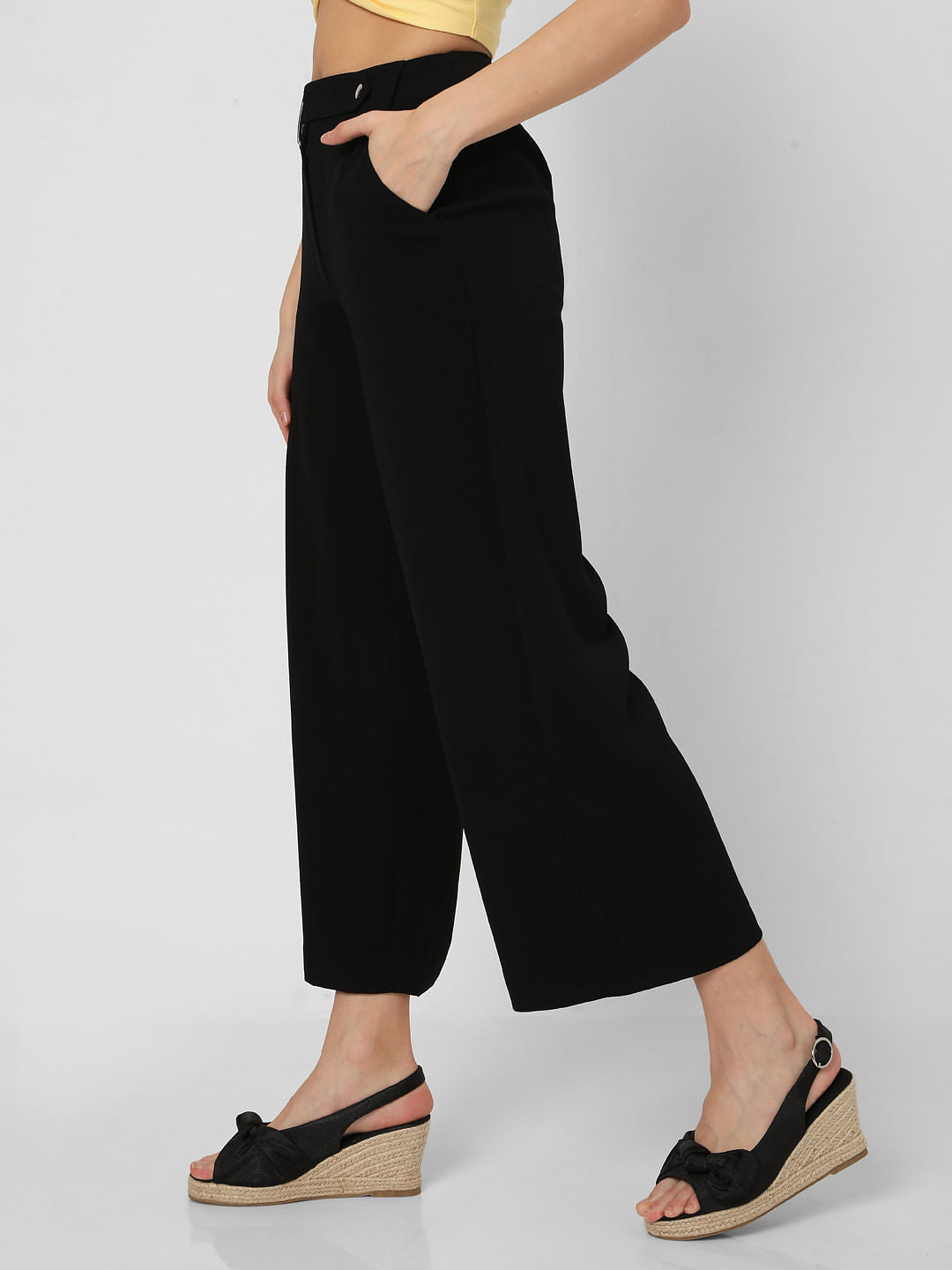 Black Mid Rise Flared Pants