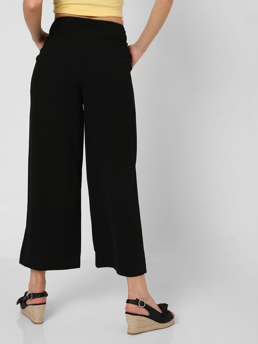 Black Mid Rise Flared Pants