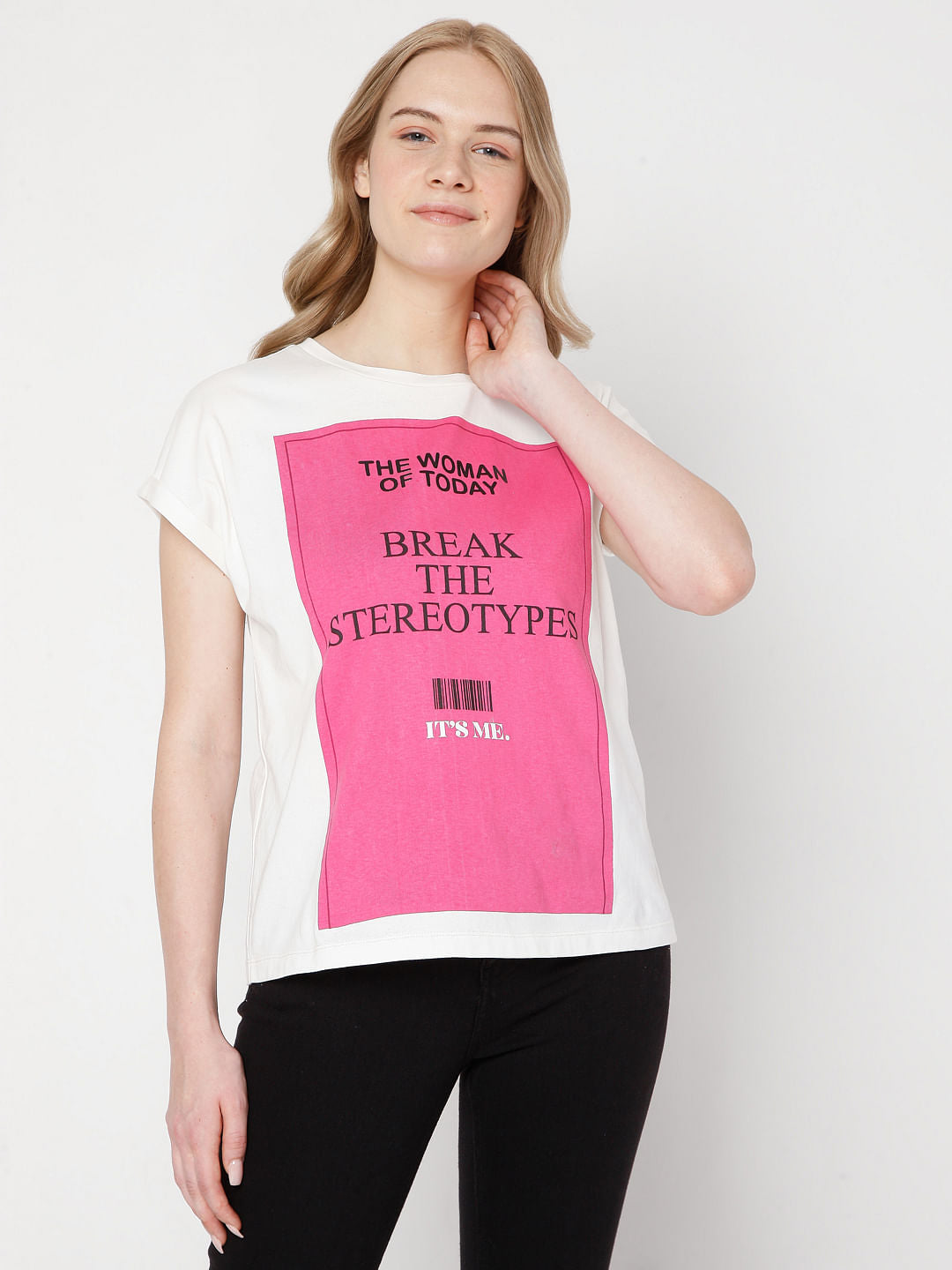 White Slogan Print T-Shirt