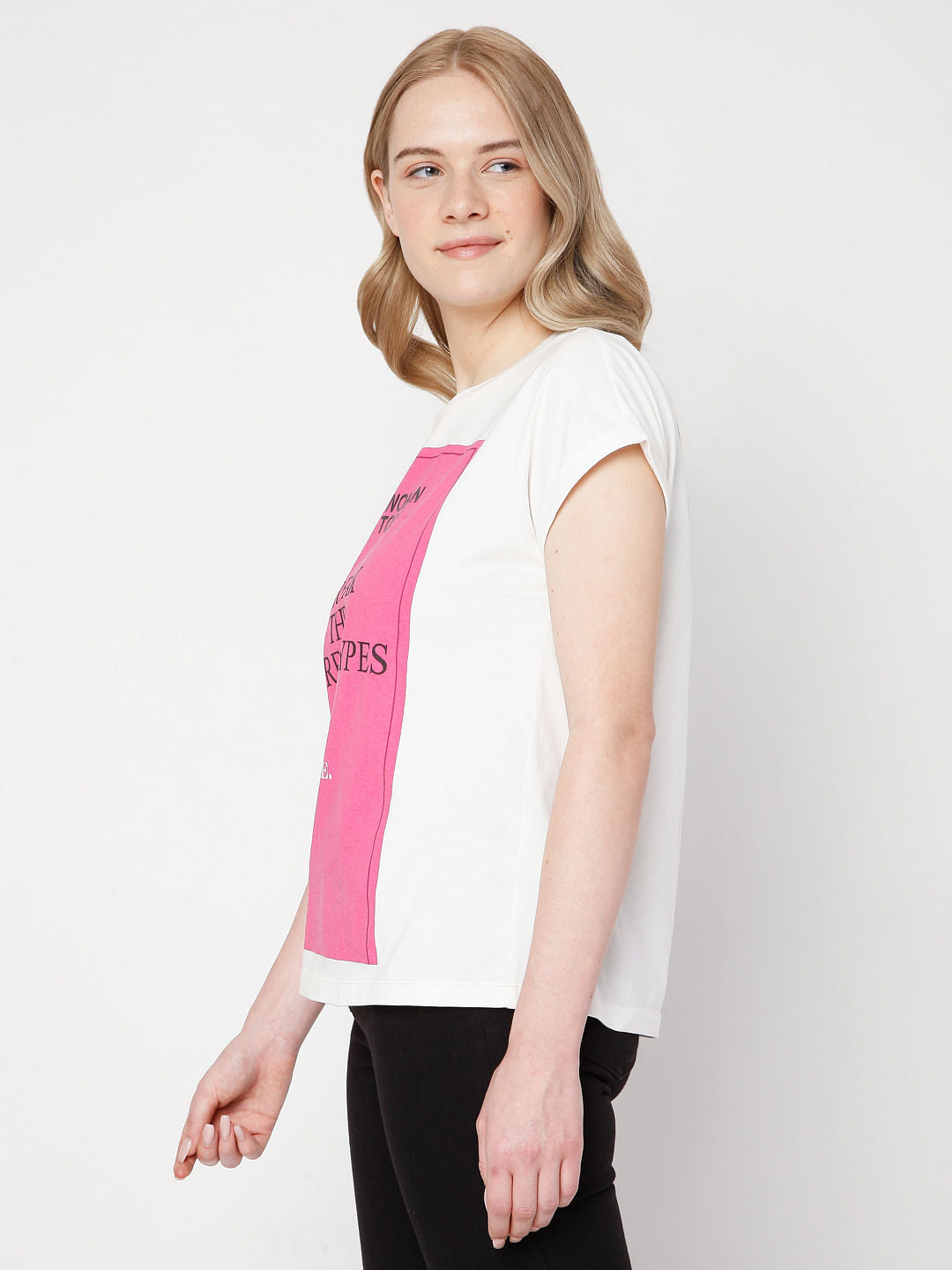 White Slogan Print T-Shirt