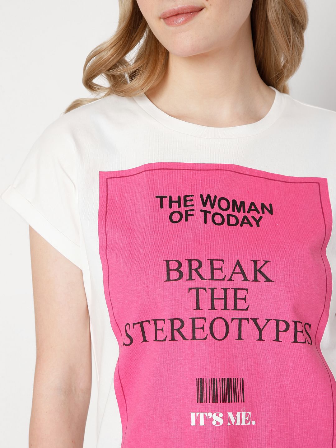 White Slogan Print T-Shirt