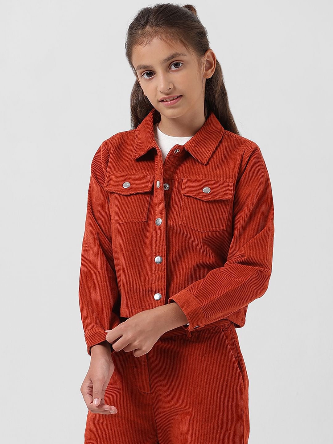 Girl Brick Red Corduroy Shirt