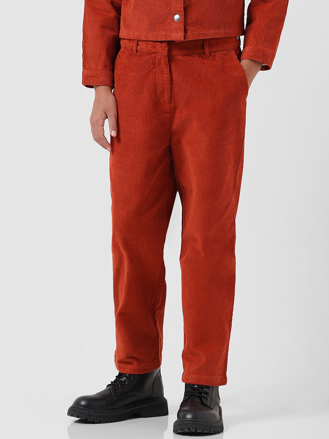 Girl Brick Red Mid Rise Corduroy Pants