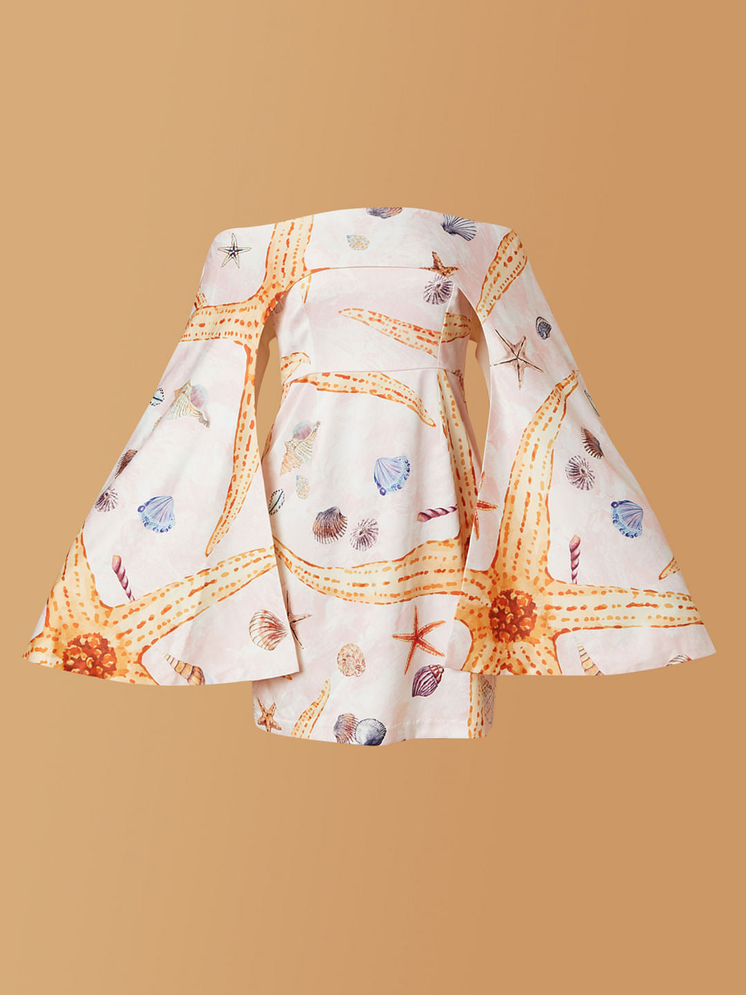 Marquee White Off Shoulder Printed Dress