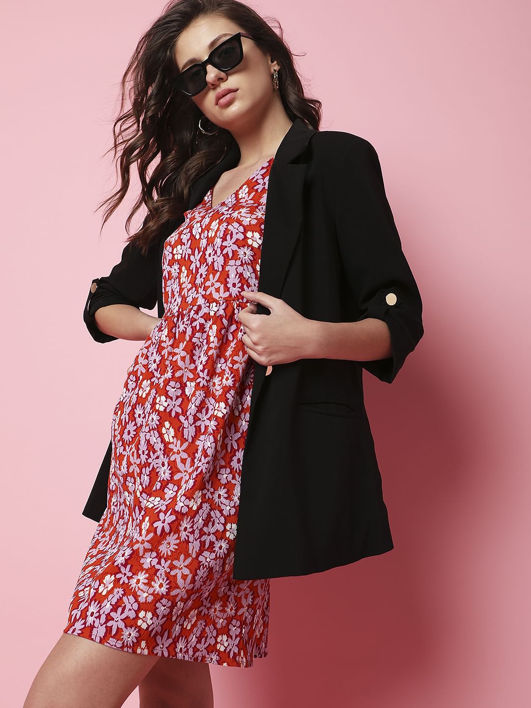 Orange Floral Mini Dress