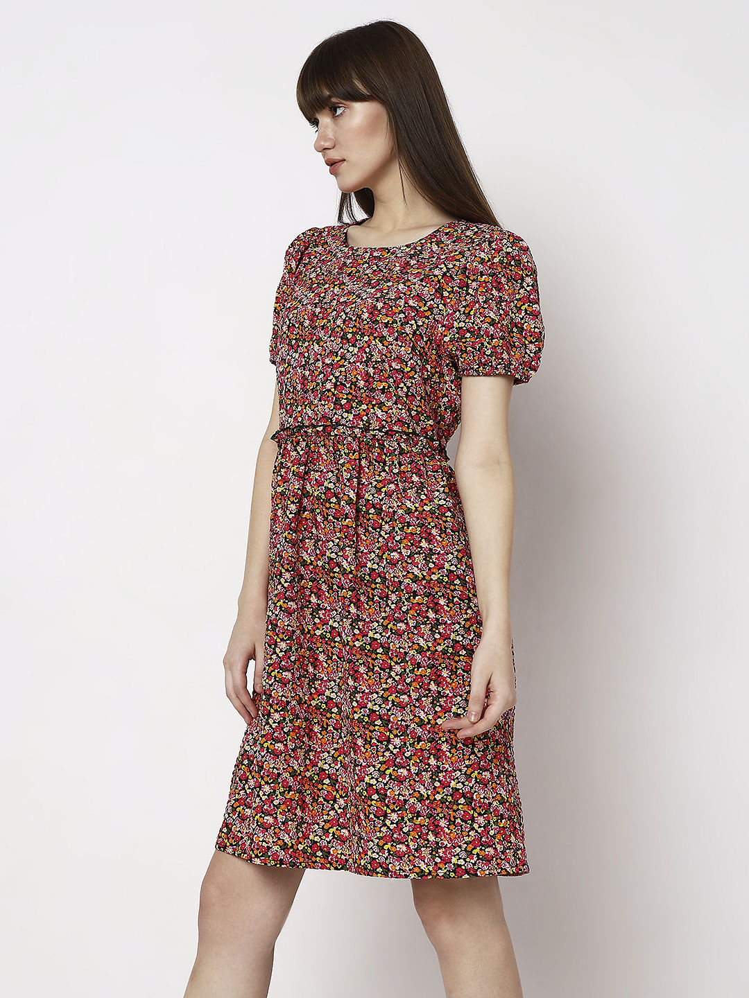 Black Floral Print Dress