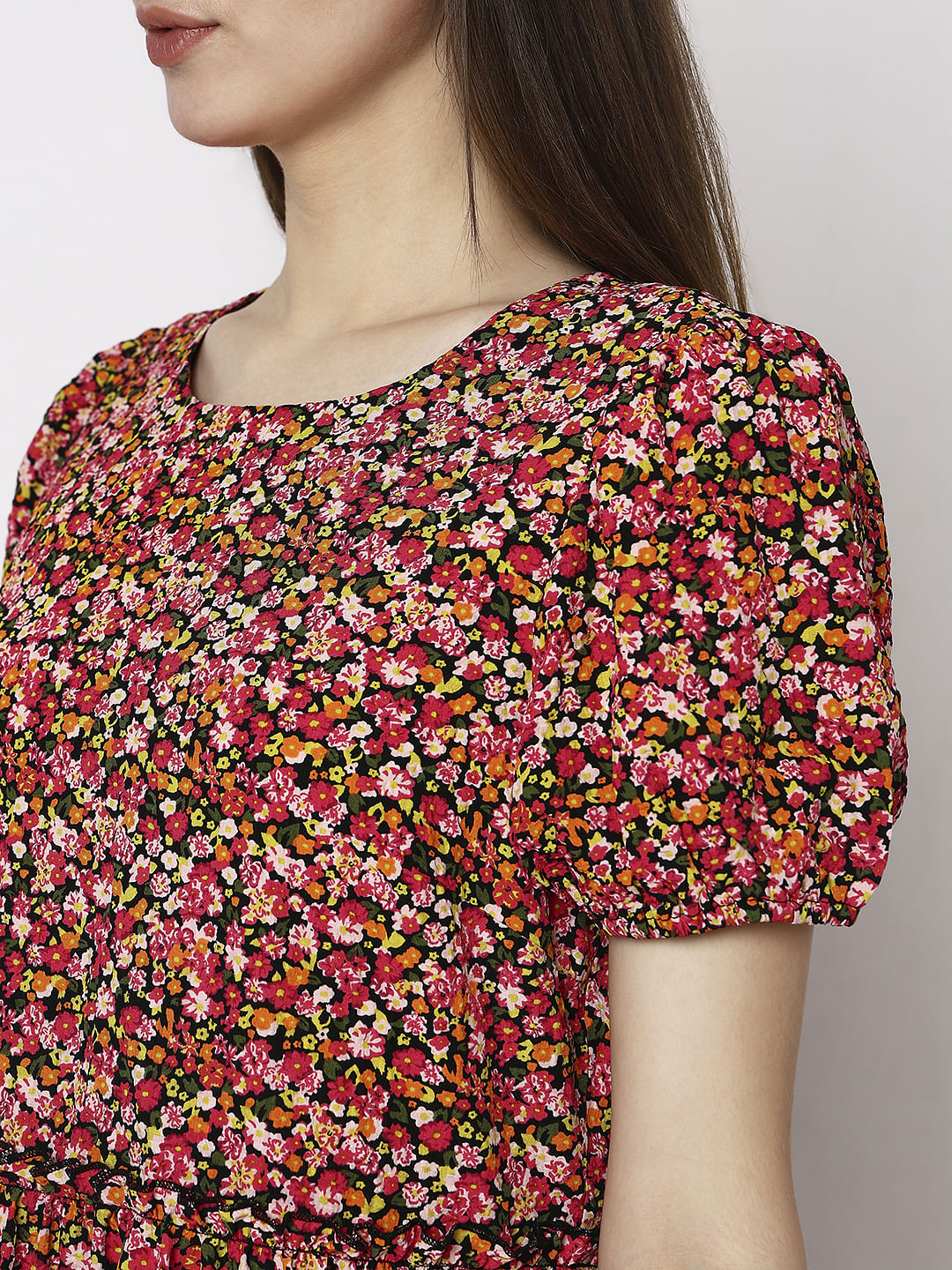 Black Floral Print Dress