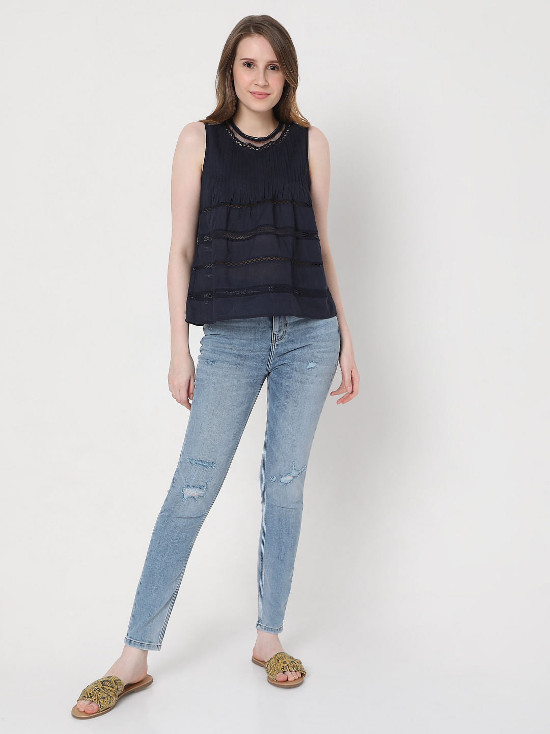 Navy Blue Sleeveless Top
