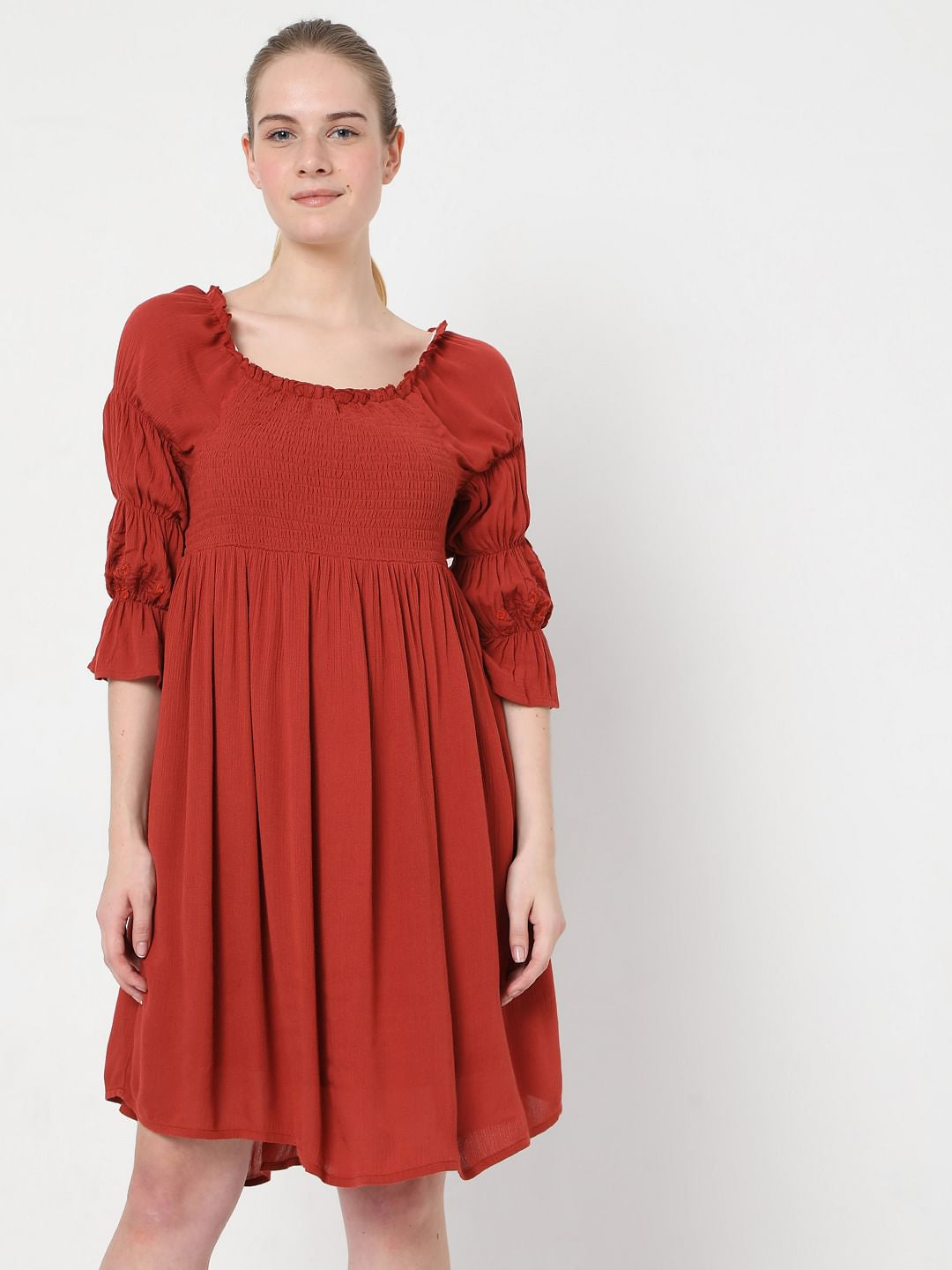 Brick Red Shift Dress