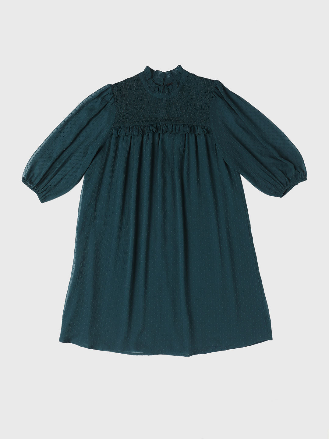 Green Dobby Shift Dress