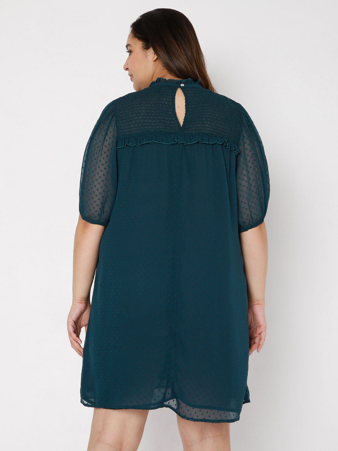 Curve Green Plain Coloured Dress