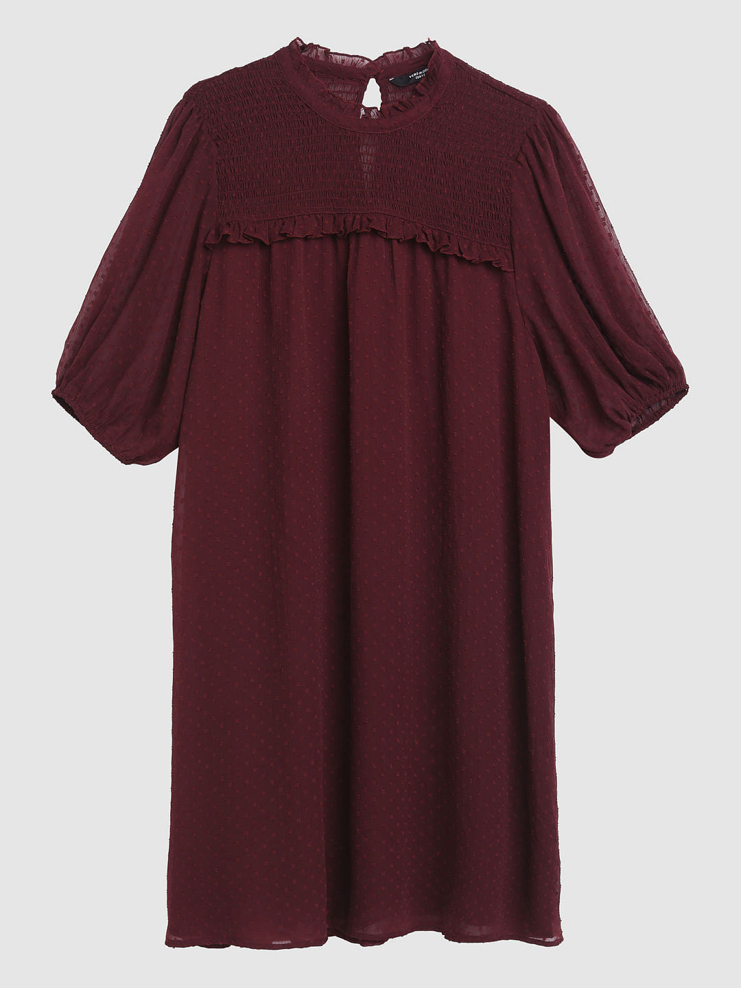Curve Maroon Dobby Shift Dress