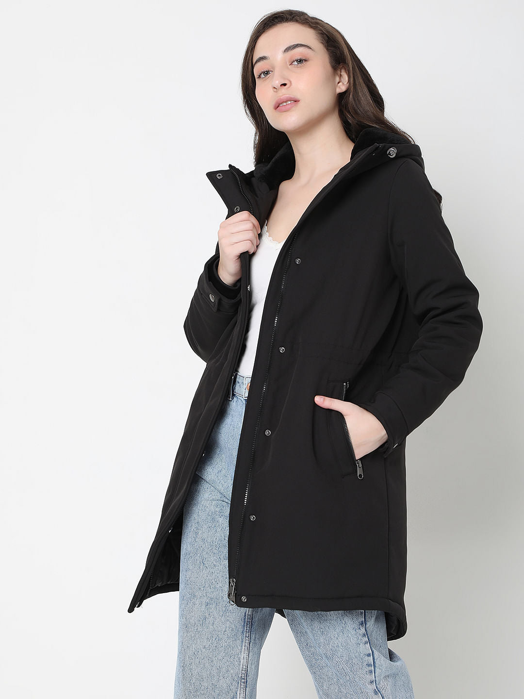 Black Hooded Coat