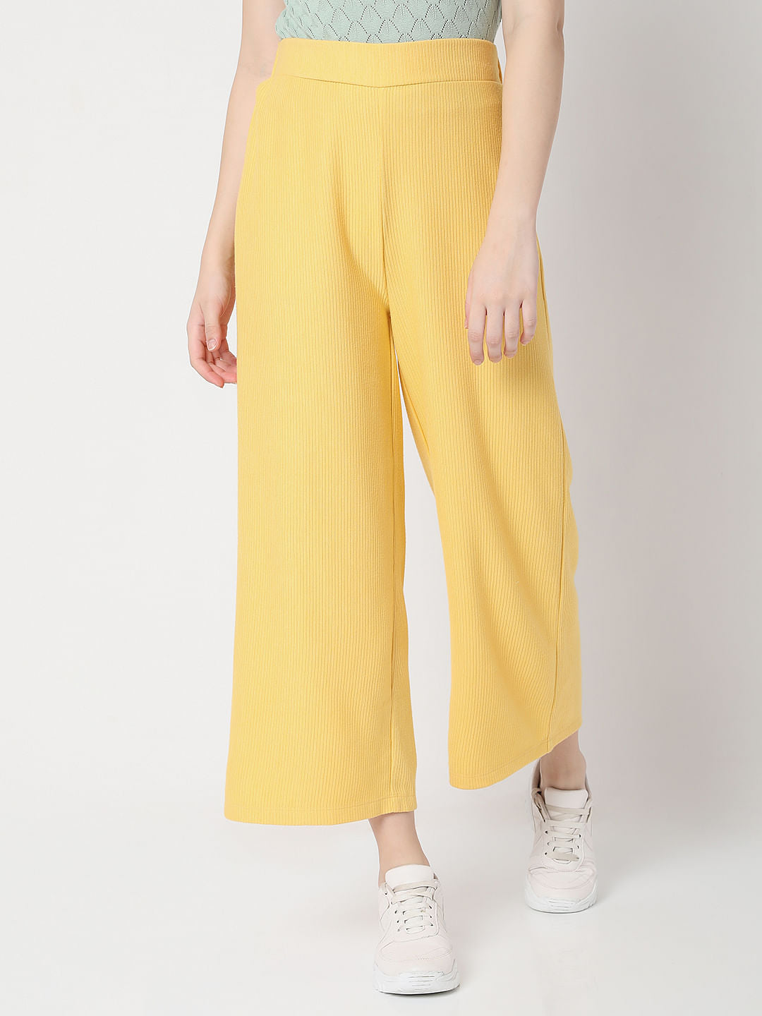 Yellow High Rise Flared Co-Ord Pants