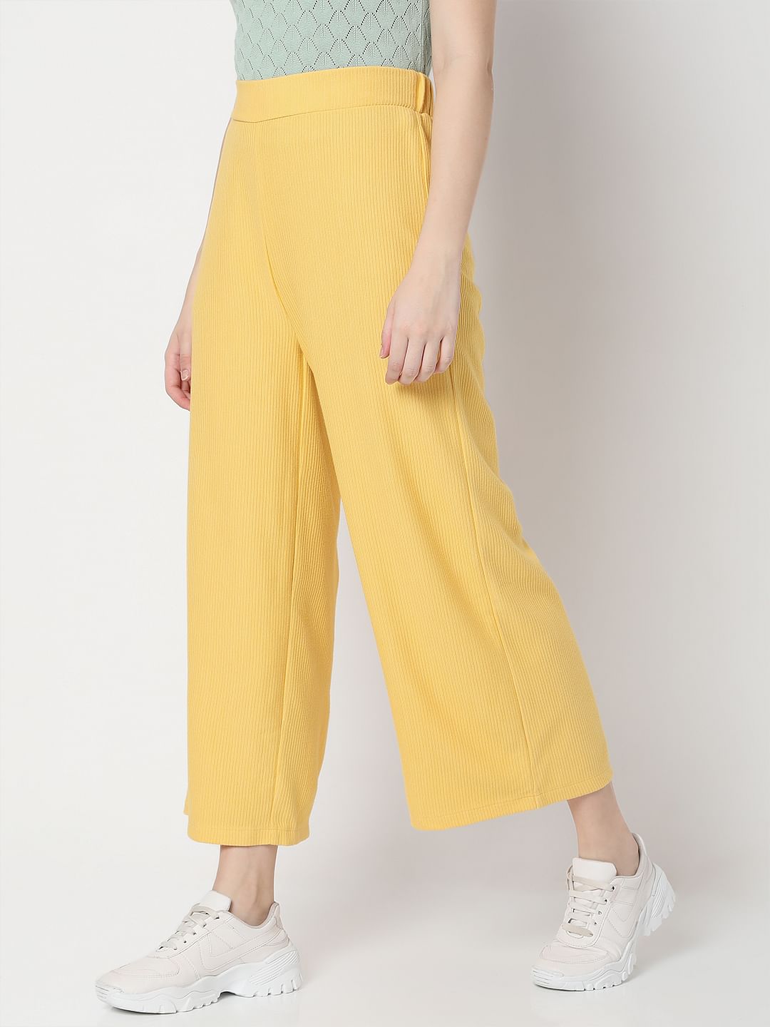 Yellow High Rise Flared Co-Ord Pants