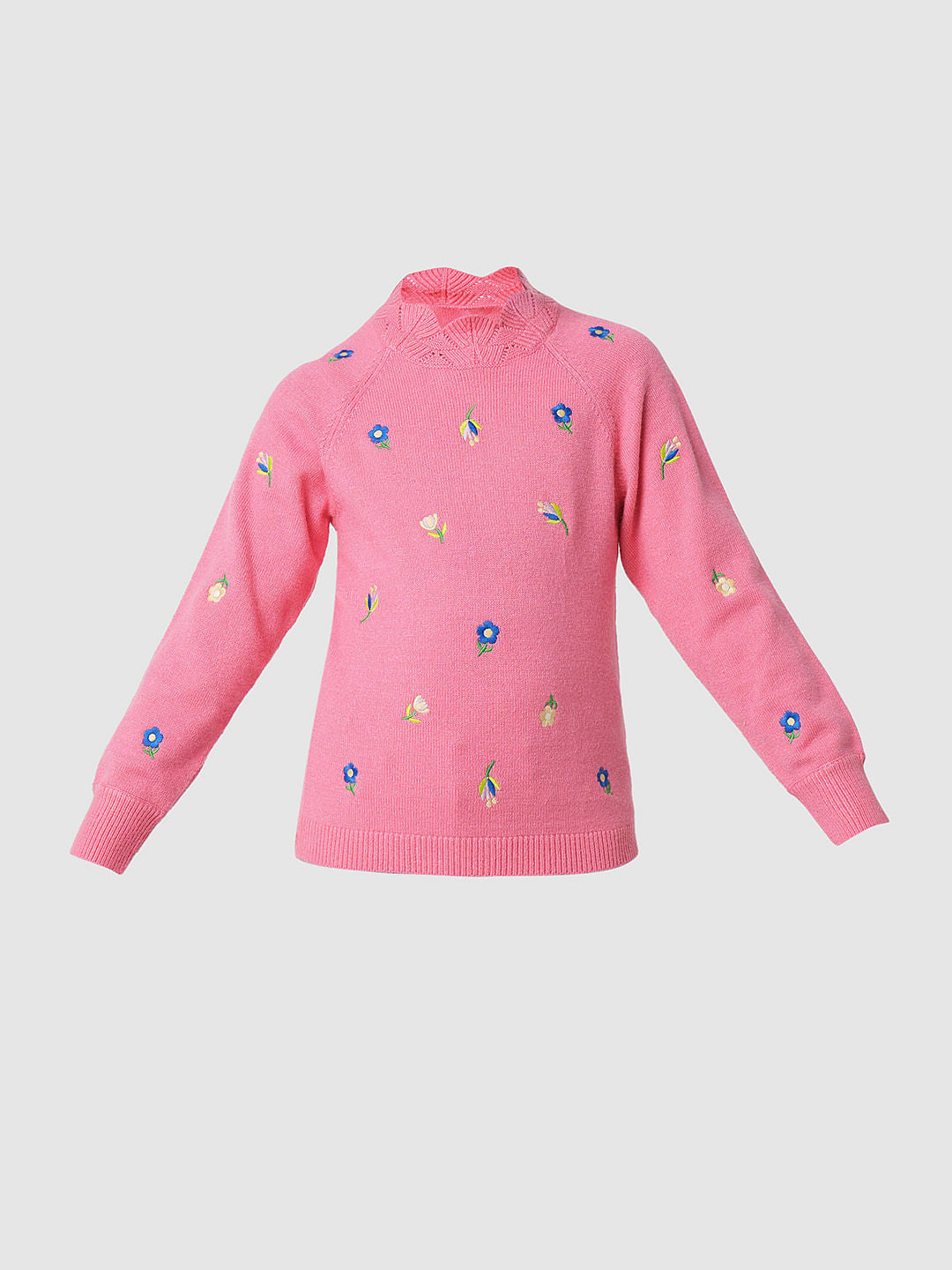 Girl Pink Embroidered Sweater