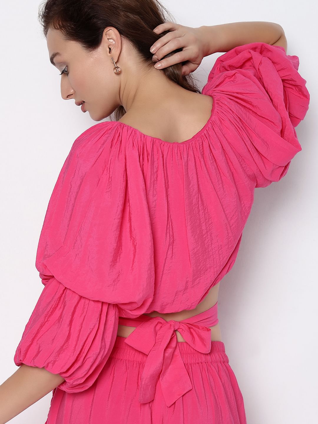 Marquee Pink Voluminous Sleeves Co-Ord Set Top