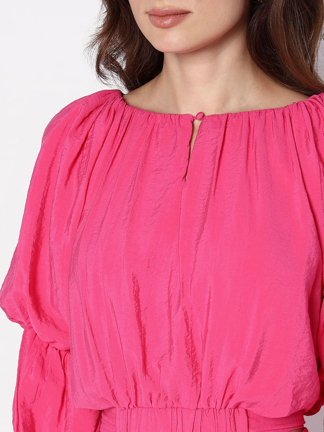Marquee Pink Voluminous Sleeves Co-Ord Set Top