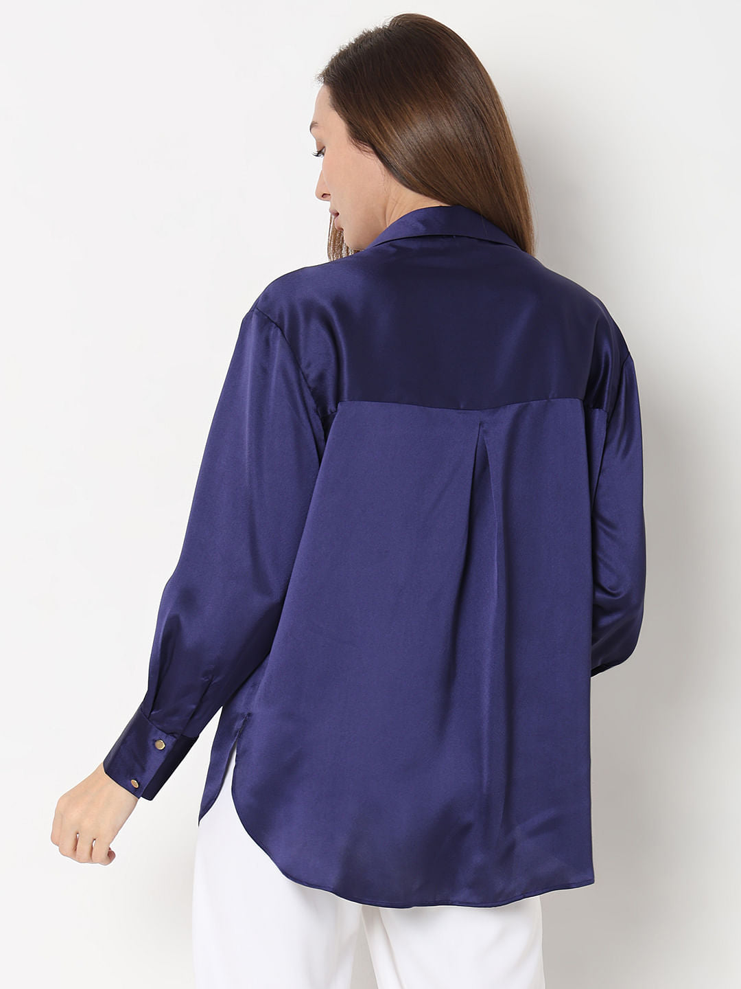 Dark Blue Satin Shirt