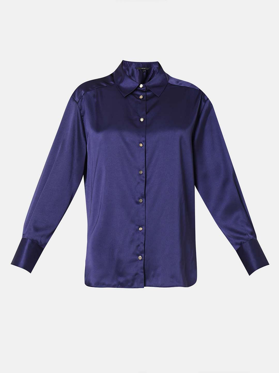 Dark Blue Satin Shirt