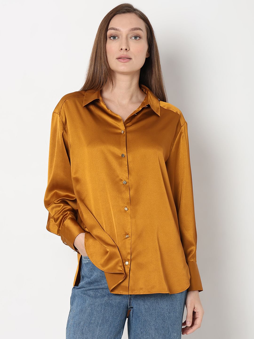 Dark Yellow Satin Shirt