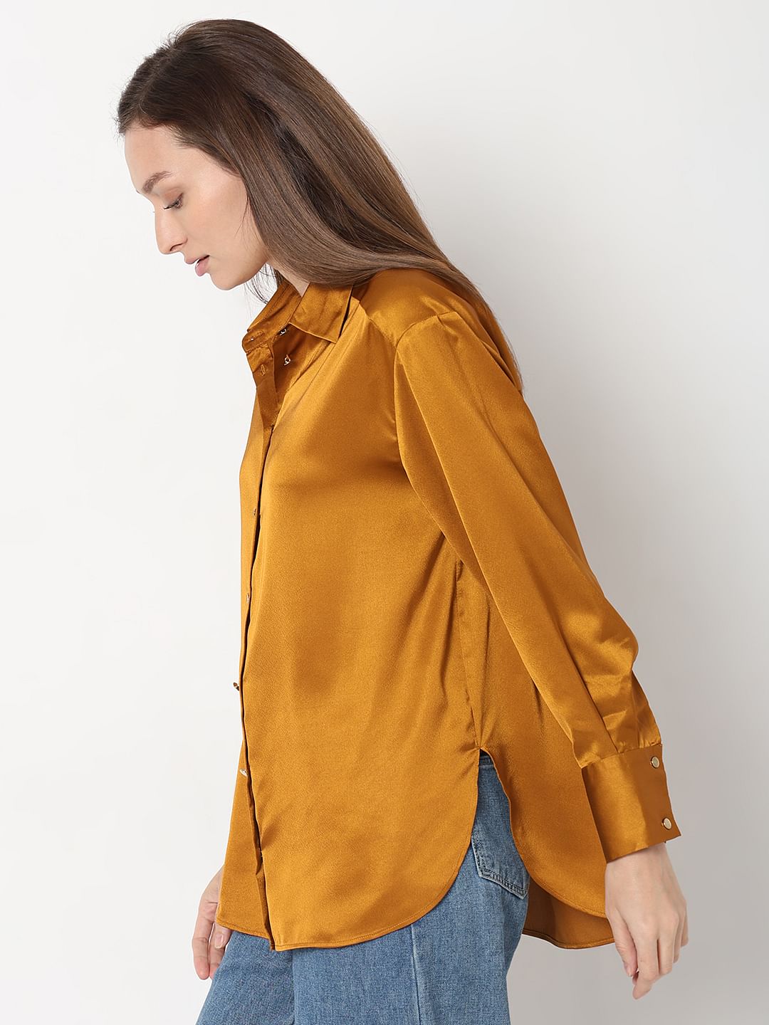 Dark Yellow Satin Shirt