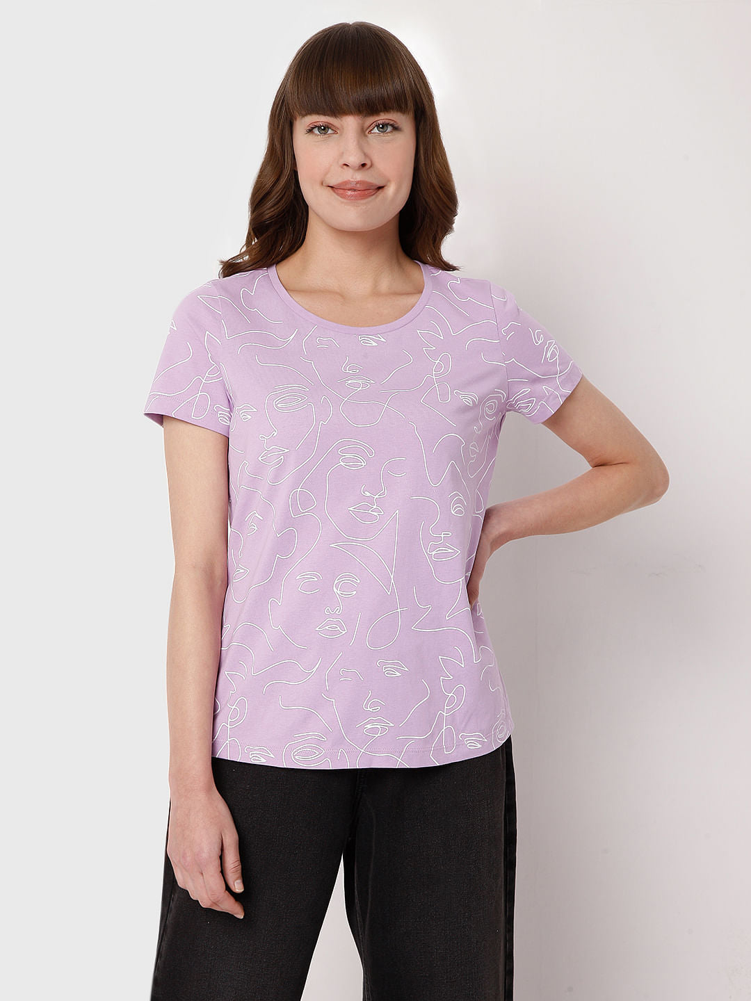 Lilac Graphic Print T-Shirt