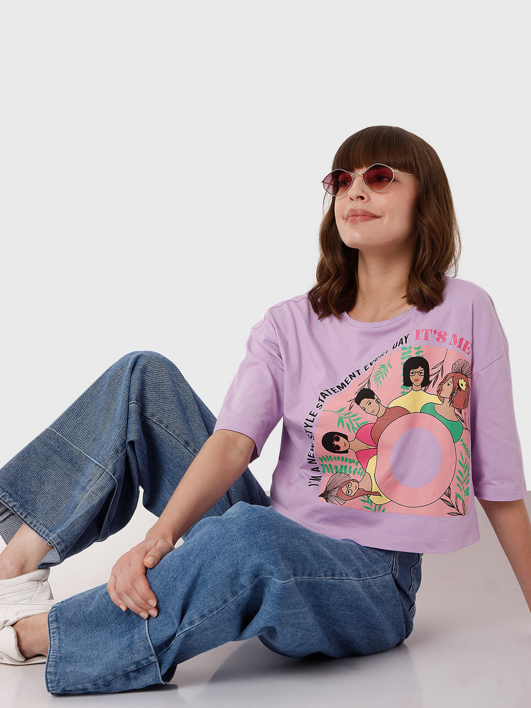 Lilac Graphic Print T-Shirt - XS