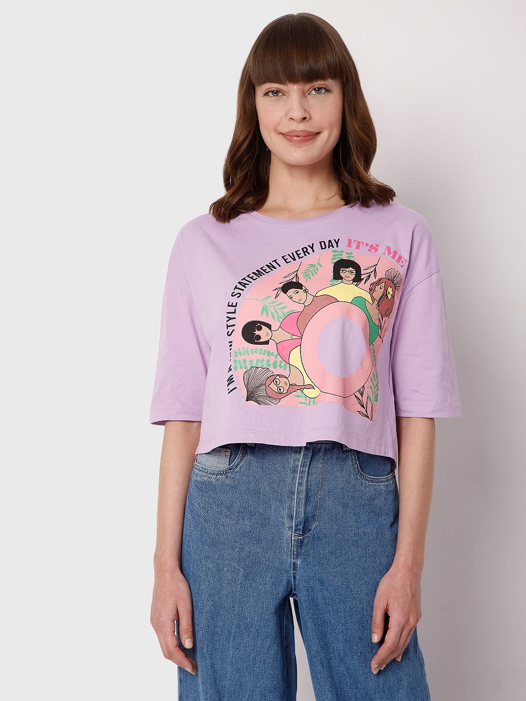 Lilac Graphic Print T-Shirt