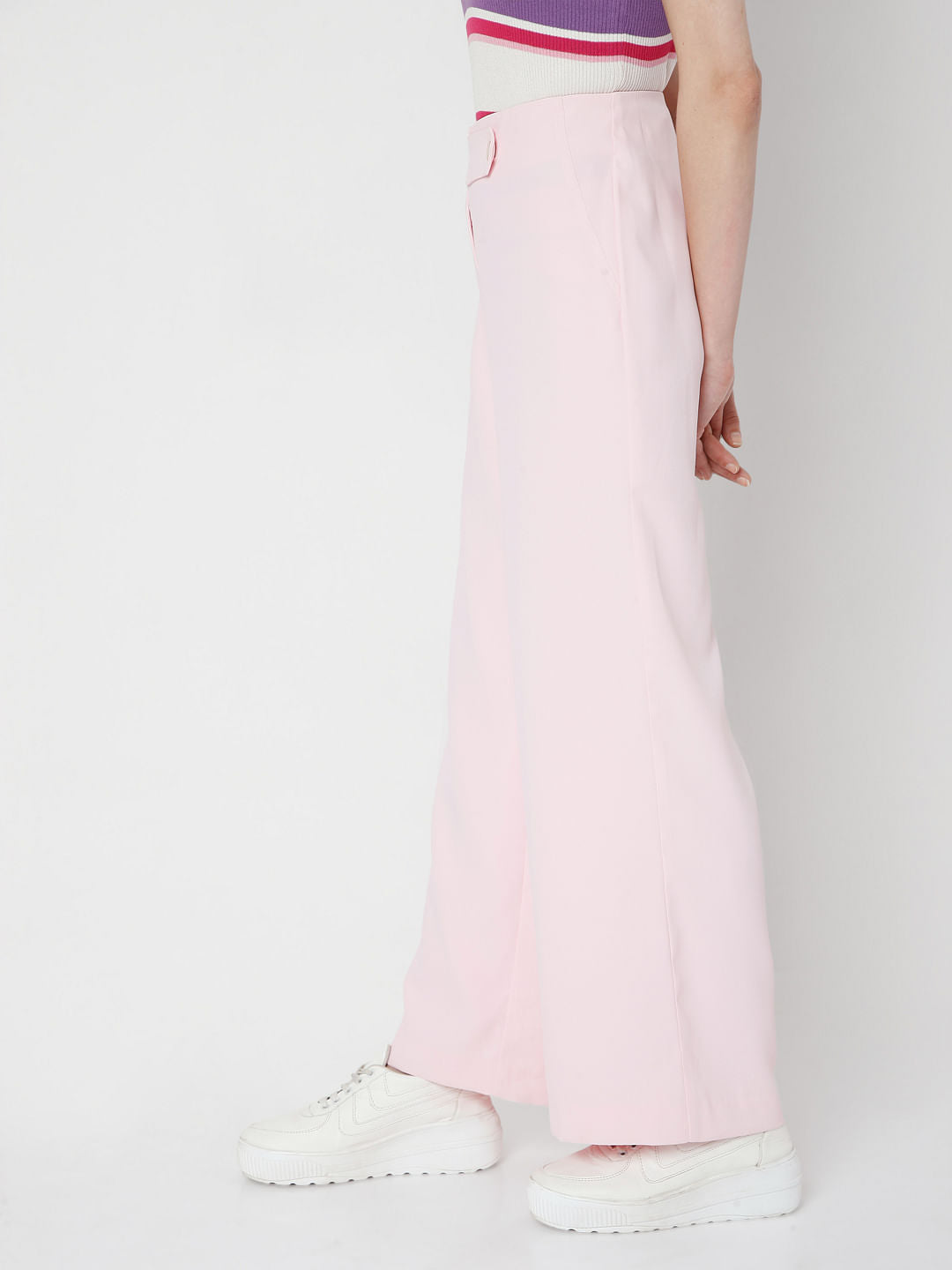 Pink High Rise Belted Co-Ord Set Pants