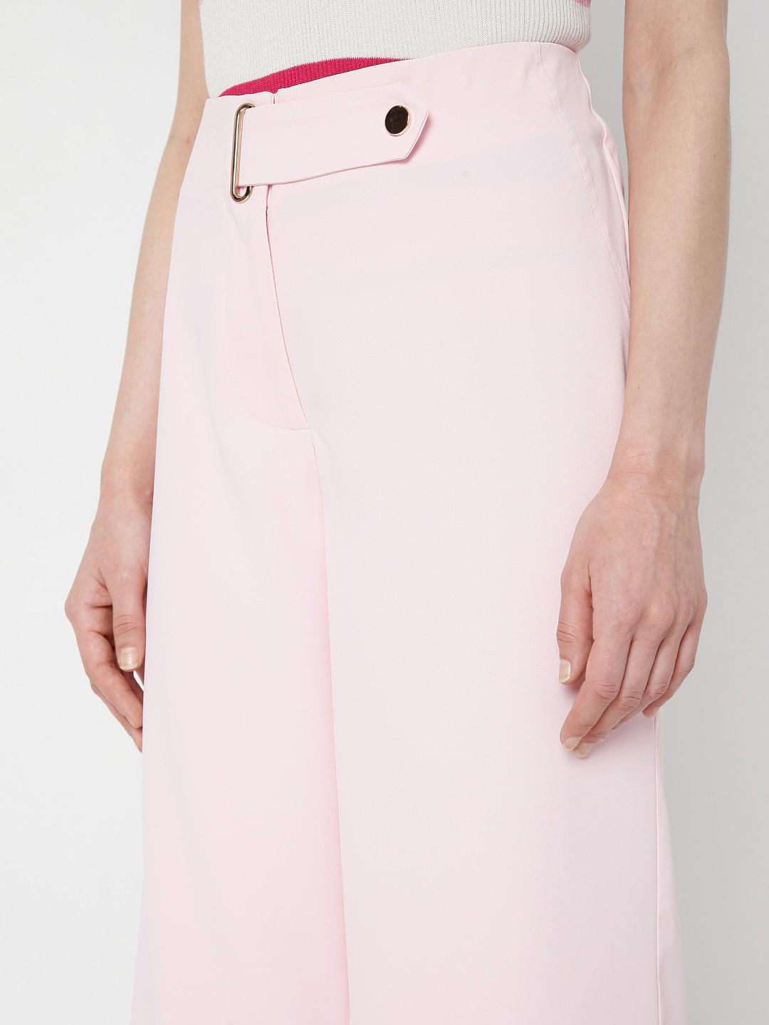 Pink High Rise Belted Co-Ord Set Pants