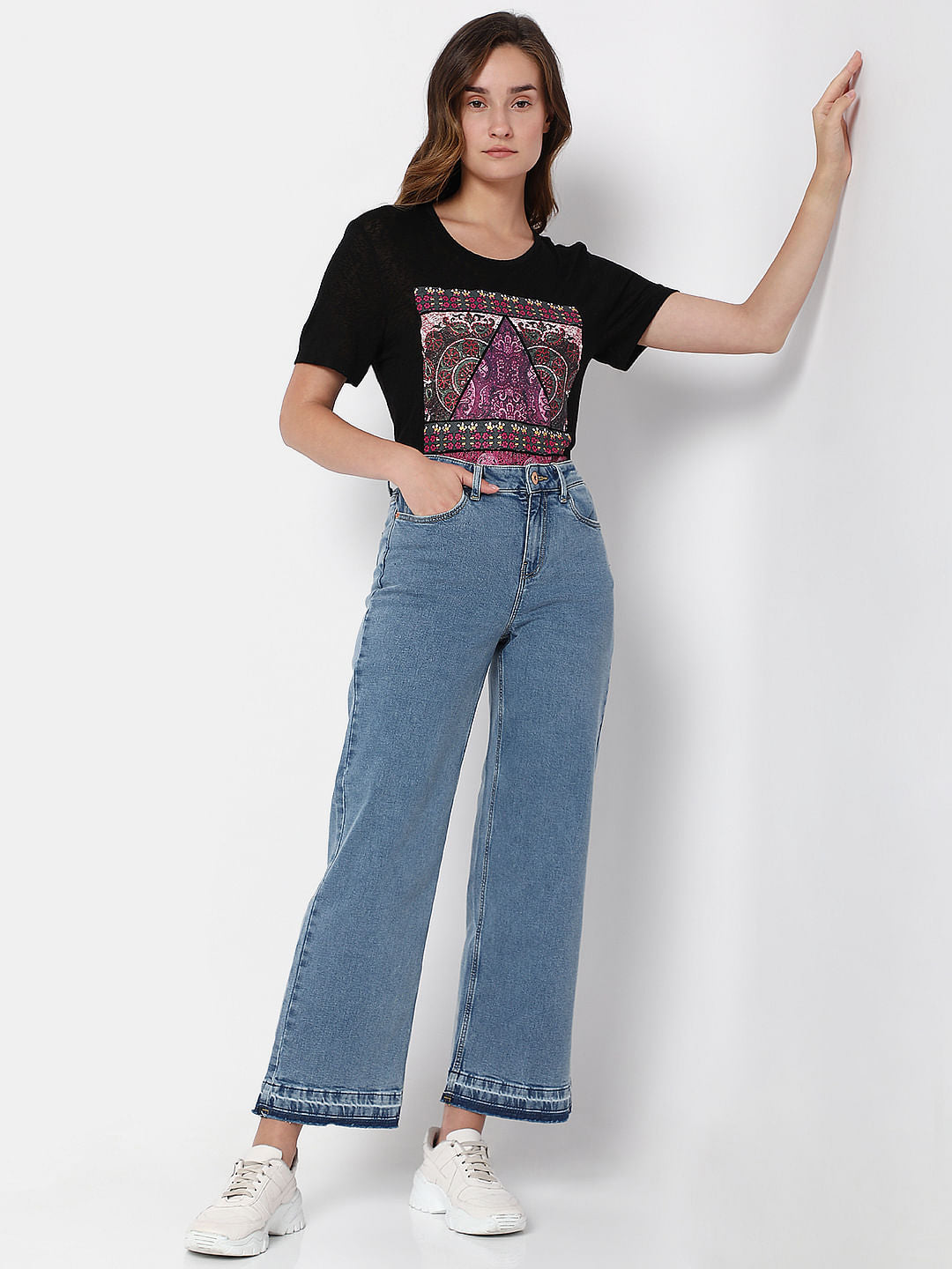 Blue High Rise Straight Fit Jeans