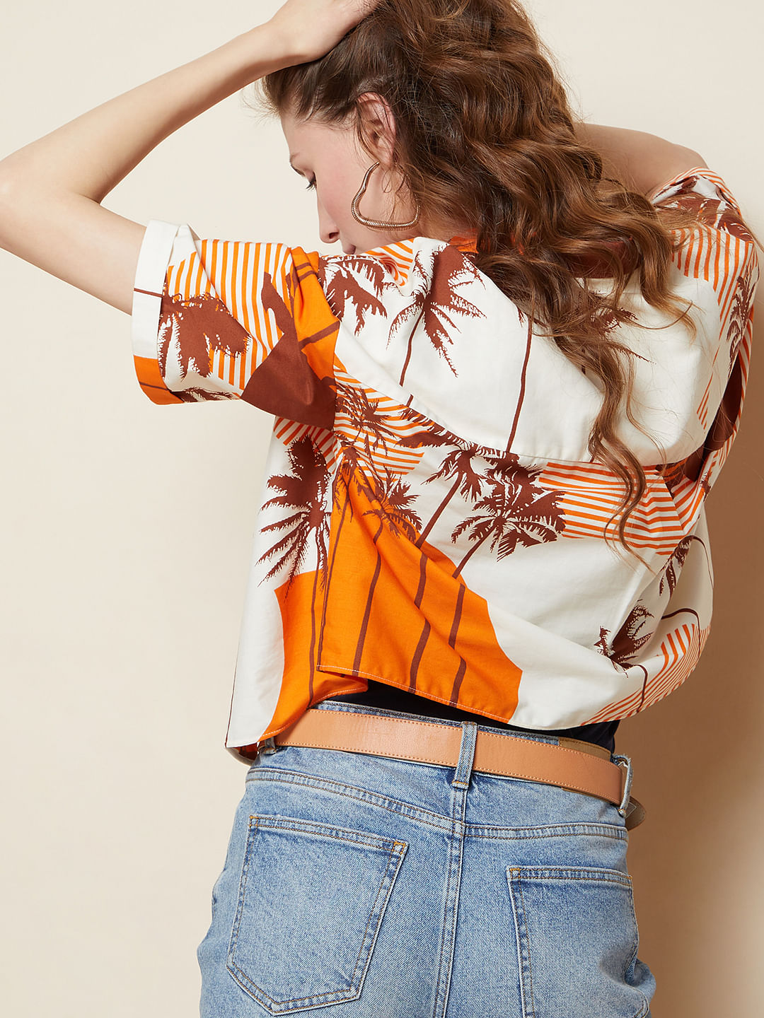Orange Printed Shirt
