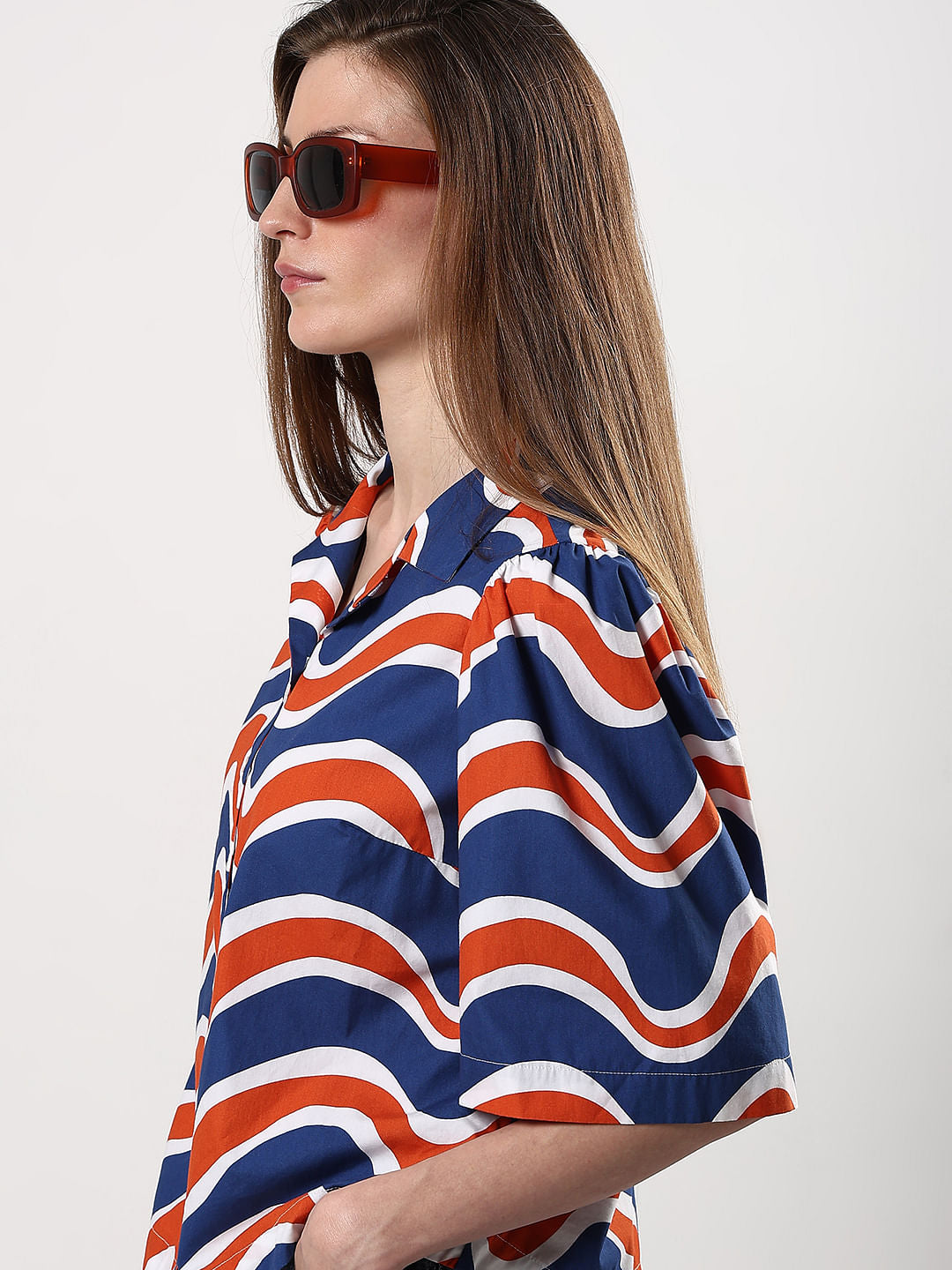 Blue & Orange Printed Shirt