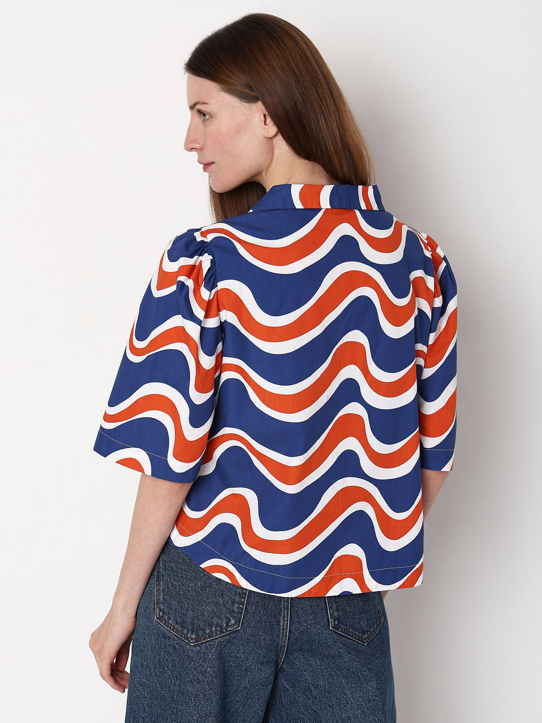Blue & Orange Printed Shirt
