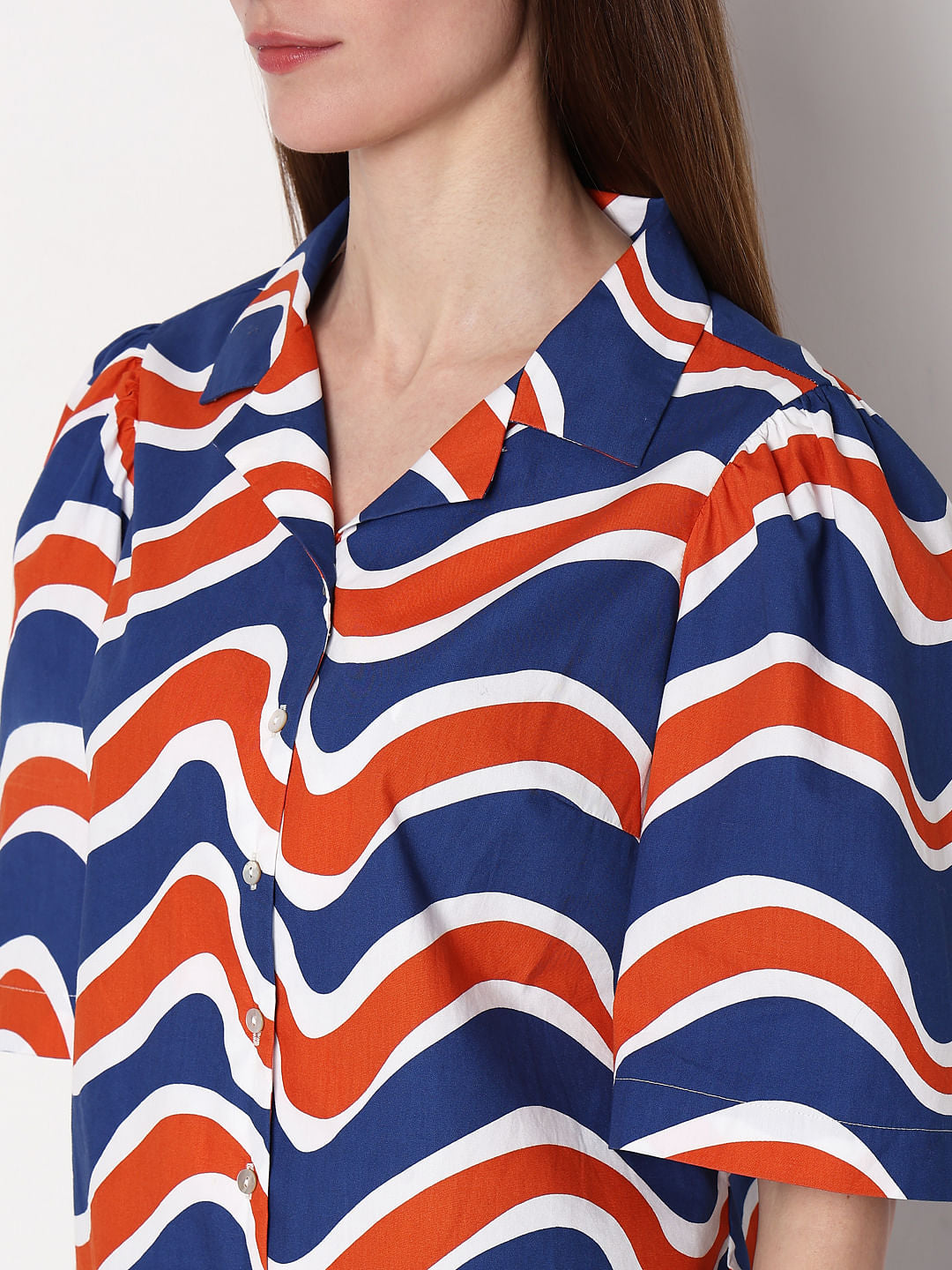 Blue & Orange Printed Shirt