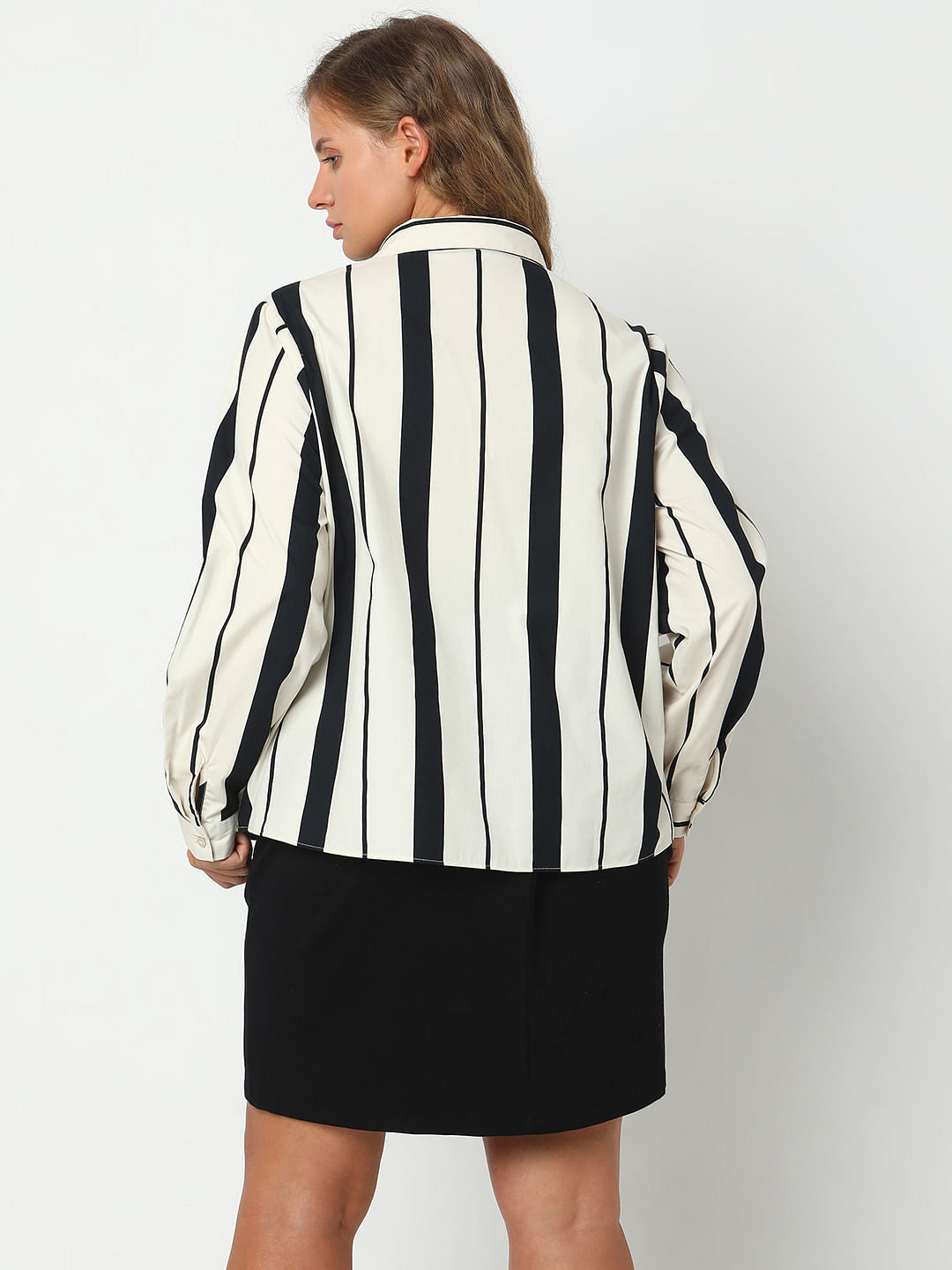 Curve White Striped Full Sleeves Shirt