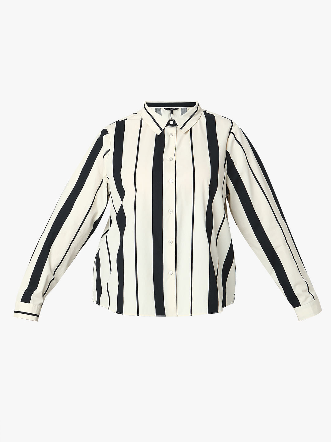 Curve White Striped Full Sleeves Shirt