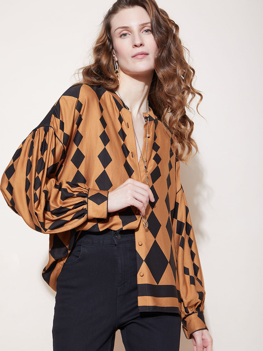 Yellow Abstract Print Shirt