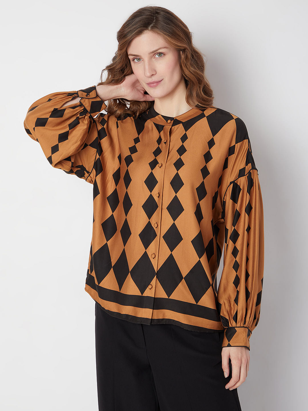 Yellow Abstract Print Shirt